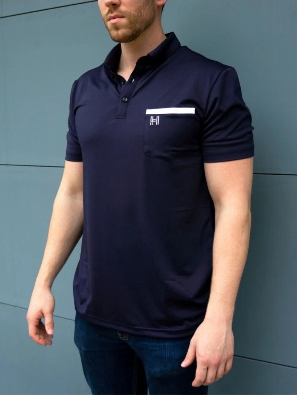 Lawrence Hunt Navy Blue Performance Tech POLO, Size M